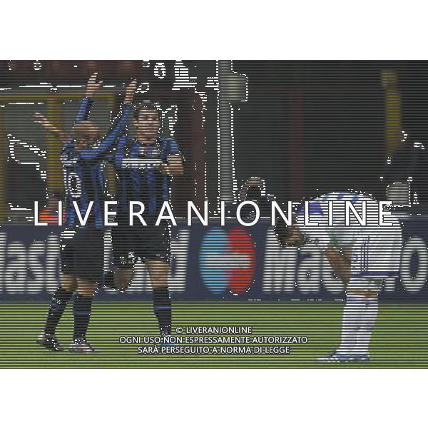 Champions League 2009/2010 Gruppo F Milano - 20.10.2009 FC Inter-FC Dinamo Kiev Nella Foto:esultanza stankovic marco luzzani-Ag. Aldo Liverani