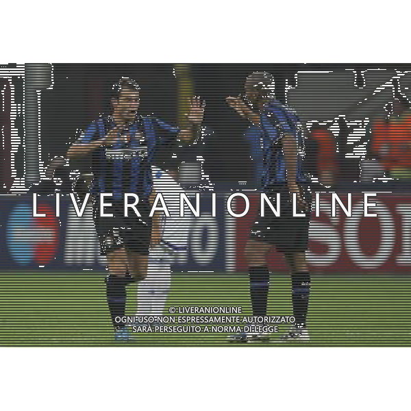 Champions League 2009/2010 Gruppo F Milano - 20.10.2009 FC Inter-FC Dinamo Kiev Nella Foto:esultanza stankovic marco luzzani-Ag. Aldo Liverani