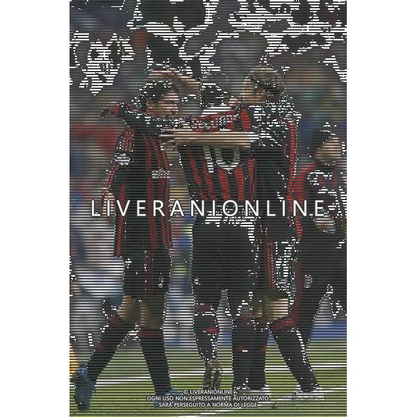 Real Madrid vs Milan AC Champions League 21/10/2009 nella foto esultanza dopo il gol di Alexandre Pato con Clarence Seedorf e Massimo Ambrosini Photo: Cebolla / Cid-Fuentes / Alfaqui/Agenzia Aldo Liverani Sas - ITALY ONLY -
