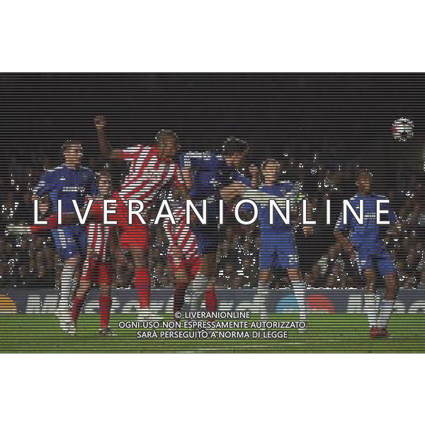 Luis Perea of Atletico Madrid scores an own goal to give Chelsea a 4-0 lead in Chelsea v Atletico de Madrid for the Champions League Group D - Venue: Stamford Bridge on 21/10/2009. Picture By Marcello Pozzetti (IPS PHOTO AGENCY)/Agenzia Aldo Liverani Sas - ITALY ONLY -