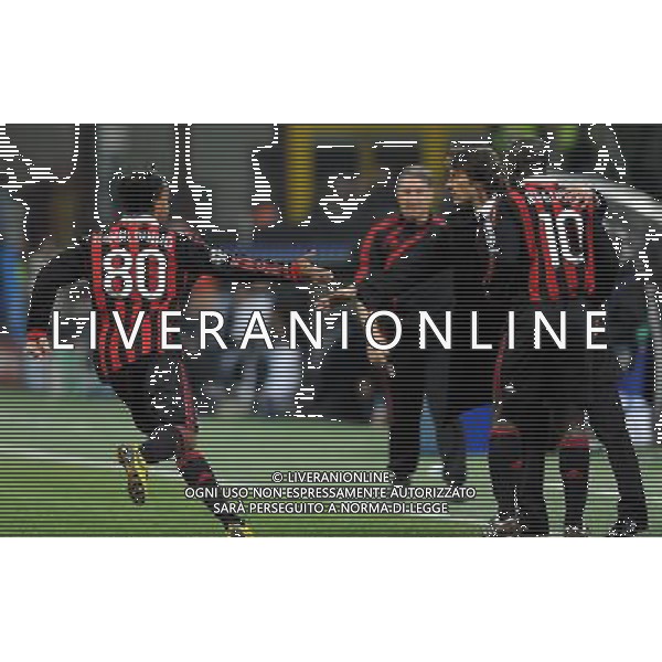 Champions League 2009/2010 Gruppo C Milano - 03.11.2009 AC Milan-Real Madrid CF Nella Foto: ESULTANZA DOPO IL GOL DI RONALDINHO CON LEONARDO /Ph.Vitez-Ag. Aldo Liverani