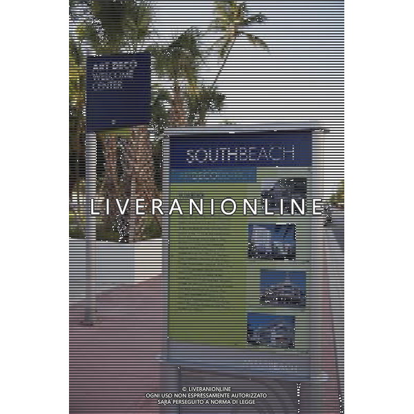 South beach art deco district tourist information sign on Ocean Drive on Miami Beach, America /Agenzia Aldo Liverani Sas - ITALY ONLY -