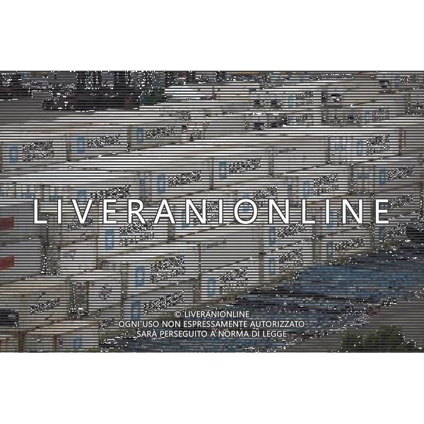 Maersk cargo containers at the docks in Miami, America /Agenzia Aldo Liverani Sas - ITALY ONLY -