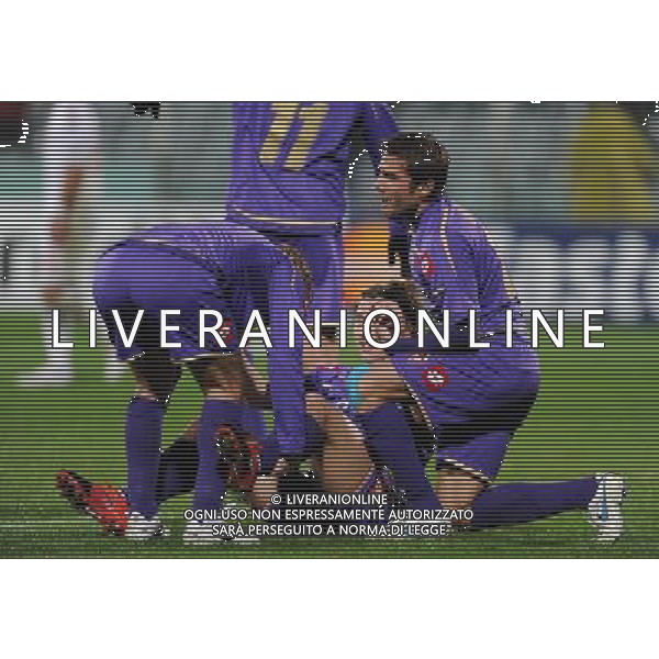 Champions League 2009/2010 Gruppo E Firenze - 04.11.2009 ACF Fiorentina-Debrecen VSC Nella Foto: RICCARDO MONTOLIVO ESULTANZA DOPO IL GOL /Ph.Vitez-Ag. Aldo Liverani