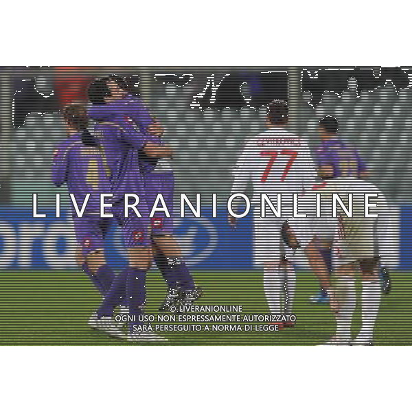 Champions League 2009/2010 Gruppo E Firenze - 04.11.2009 ACF Fiorentina-Debrecen VSC Nella Foto: MARCO MARCHIONNI ESULTANZA DOPO IL GOL /Ph.Vitez-Ag. Aldo Liverani