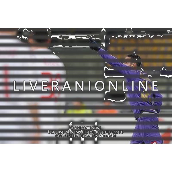 Champions League 2009/2010 Gruppo E Firenze - 04.11.2009 ACF Fiorentina-Debrecen VSC Nella Foto: MARCO MARCHIONNI ESULTANZA DOPO IL GOL /Ph.Vitez-Ag. Aldo Liverani