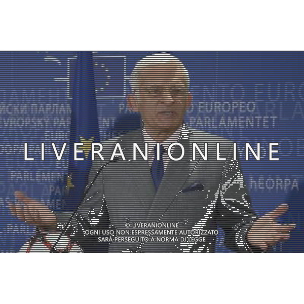 European parliament President , Polish, Jerzy Buzek holds a press conference after meetingwith UEFA soccer organization, President Michel Platini (not in the picture) at EU Parliament in Brussels, Belgium on 2009-11-05 Michel Platini, the head of the Union of European Football Associations, is pleading with European officials for an American-style system that restricts spending to a percentage of every soccer teams revenues. © by Wiktor Dabkowski /Agenzia Aldo Liverani Sas - ITALY ONLY -