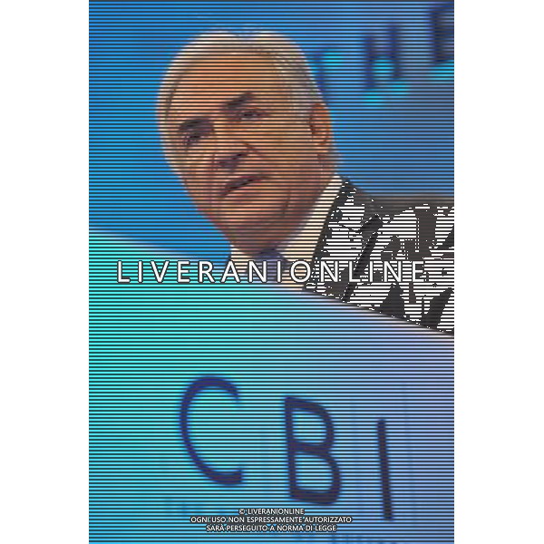 Dominique Strauss-Kahn, MD of the International Monetary Fund speaking at the CBI Annual Conference at the Hilton Hotel in London today. Dominique Strauss-Kahn, direttore generale del Fondo monetario internazionale /Agenzia Aldo Liverani Sas - ITALY ONLY -