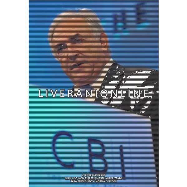 Dominique Strauss-Kahn, MD of the International Monetary Fund speaking at the CBI Annual Conference at the Hilton Hotel in London today. Dominique Strauss-Kahn, direttore generale del Fondo monetario internazionale /Agenzia Aldo Liverani Sas - ITALY ONLY -