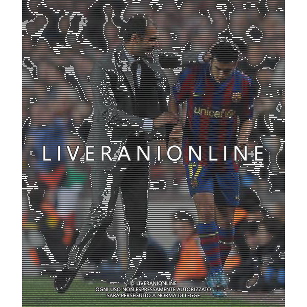 Champions League 2009/2010 Gruppo F MD5 Barcellona - 24.11.2009 FC Barcellona-FC Inter Nella Foto:GUARDIOLA ARRABBIATO CON PEDRO HERNANDEZ /Ph.Vitez-Ag. Aldo Liverani