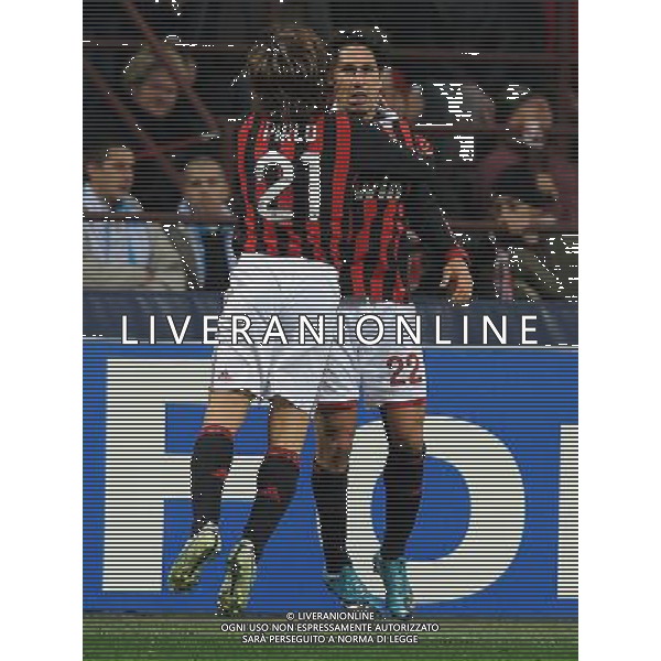 Champions League 2009/2010 Gruppo C MD5 Milano - 25.11.2009 AC Milan-Olympique Marsiglia Nella Foto: ESULTANZA DOPO IL GOL DI MARCO BORRIELLO DEL 1-0 CON ANDREA PIRLO /Ph.Vitez-Ag. Aldo Liverani
