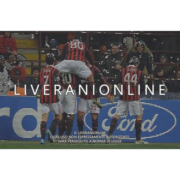 Champions League 2009/2010 Gruppo C MD5 Milano - 25.11.2009 AC Milan-Olympique Marsiglia Nella Foto: ABBRACCI ESULTANZA DOPO IL GOL DI MARCO BORRIELLO DEL 1-0 /Ph.Vitez-Ag. Aldo Liverani