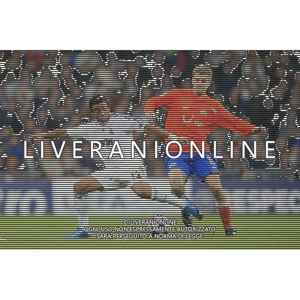 MADRID , Spain (25/11/09).- Champions League match Real Madrid vs Zurich. Marcelo and Florian Stahel. Photo: Cebolla / Cid-Fuentes / ALFAQUI - Ag. Aldo Liverani sas ITALY ONLY CHAMPIONS LEAGUE - REAL MADRID vs ZURIGO