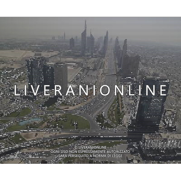 Aerial view of Sheikh Zayed Road, Dubai, UAE. © PHOTOSHOT - AG. ALDO LIVERANI SAS ITALY ONLY DUBAI - EMIRATI ARABI