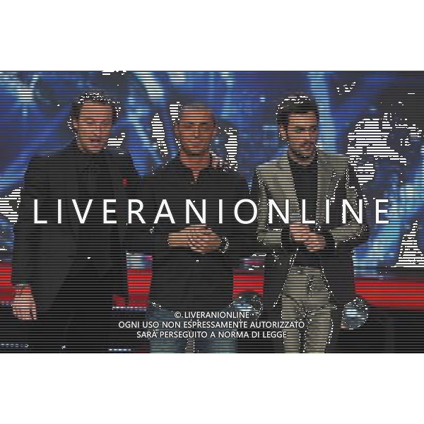 FINALE X FACTOR - 3za EDIZIONE NELLA FOTO: FRANCESCO FACCHINETTI - ALEX BRITTI - MARCO MENGONI ( vincitore) © ANTONIO SORANO - AG. ALDO LIVERANI SAS