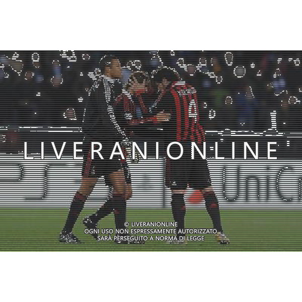 Champions League 2009/2010 Gruppo C MD6 Zurigo - 08.12.2009 FC Zurigo-AC Milan Nella Foto:KALADZE E ANTONINI ESULTANO A FINE PARTITA /Ph.Vitez-Ag. Aldo Liverani