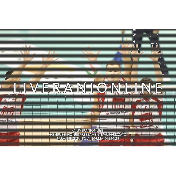 TREVISO 11/10/2009 CAMPIONATO ITALIANO PALLAVOLO SERIE A SISLEY TREVISO - LUBE BANCA MARCHE MACERATA NELLA FOTO:MURO DI LEBL MARTIN, VERMIGLIO VALERIO E CISOLLA ALBERTO FOTO PAOLA GARBUIO/AG.ALDO LIVERANI