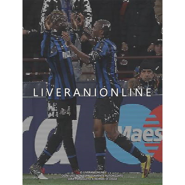 Champions League 2009/2010 Gruppo F MD6 Milano - 09.12.2009 FC Inter-FC Rubin Kazan Nella Foto: esultanza dopo il gol di samuel eto\'o del 1-0 con mario balotelli /Ph.Luzzani-Ag. Aldo Liverani