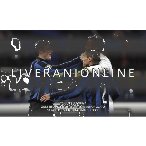 Champions League 2009/2010 Gruppo F MD6 Milano - 09.12.2009 FC Inter-FC Rubin Kazan Nella Foto: javier zanetti, julio cesar e ivan cordoba a fine gara ©luzzani-Ag. Aldo Liverani