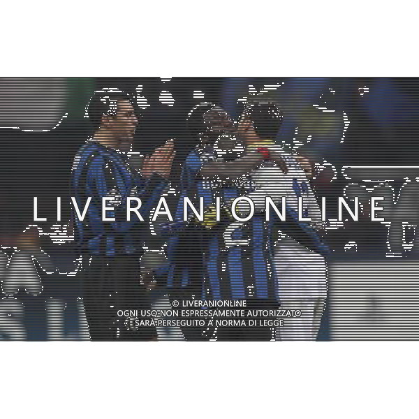 Champions League 2009/2010 Gruppo F MD6 Milano - 09.12.2009 FC Inter-FC Rubin Kazan Nella Foto: esultanza dei giocatori dell\'inter a fine gara ©luzzani-Ag. Aldo Liverani