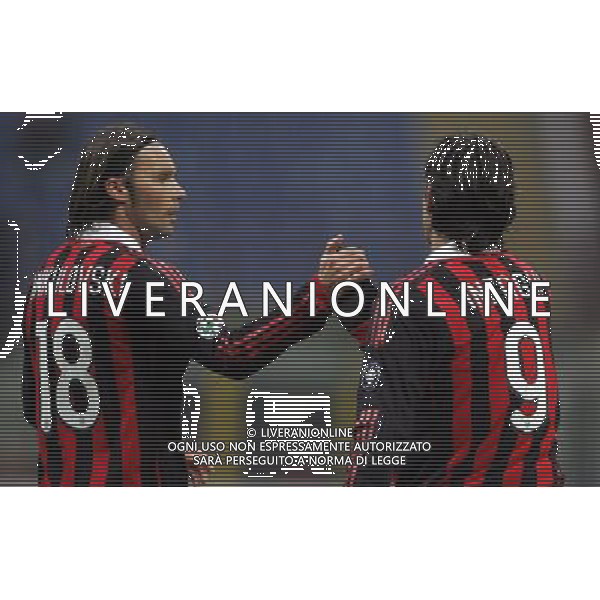 MILANO 13/1/2010 CALCIO SPORT COPPA ITALIA TIM 2009/2010 MILAN NOVARA NELLA FOTO L\'ESULTANZA DEL MILAN DOPO IL GOL DI FILIPPO INZAGHI PH LUZZANI/AG ALDO LIVERANI SAS