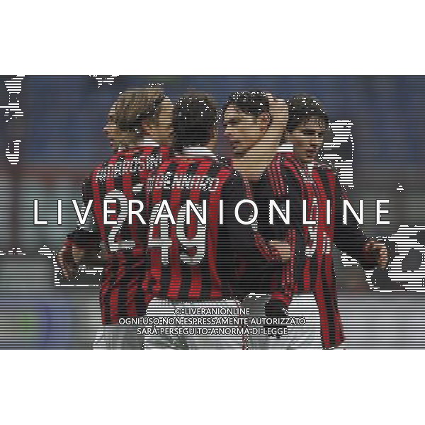 MILANO 13/1/2010 CALCIO SPORT COPPA ITALIA TIM 2009/2010 MILAN NOVARA NELLA FOTO L\'ESULTANZA DEL MILAN DOPO IL GOL DI FILIPPO INZAGHI PH LUZZANI/AG ALDO LIVERANI SAS