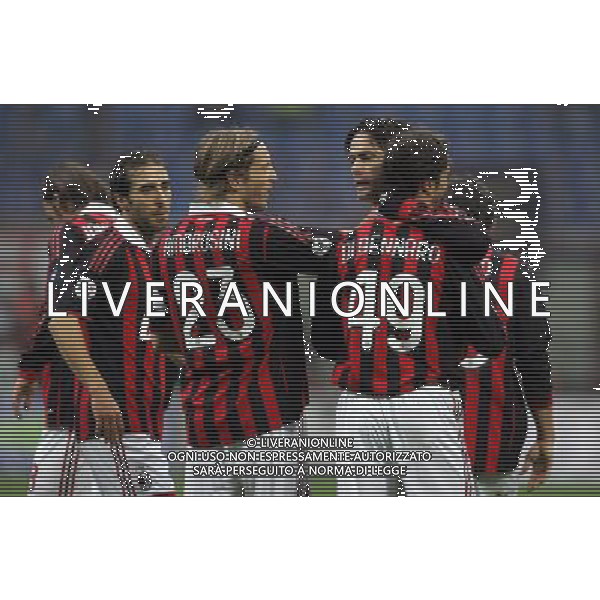 MILANO 13/1/2010 CALCIO SPORT COPPA ITALIA TIM 2009/2010 MILAN NOVARA NELLA FOTO L\'ESULTANZA DEL MILAN DOPO IL GOL DI FILIPPO INZAGHI PH LUZZANI/AG ALDO LIVERANI SAS