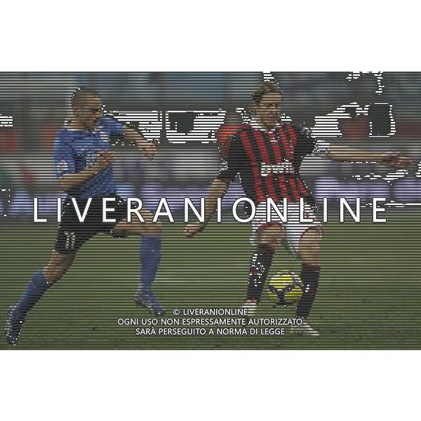 MILANO 13/1/2010 CALCIO SPORT COPPA ITALIA TIM 2009/2010 MILAN NOVARA NELLA FOTO MASSIMO ambrosini e gonzalez PH LUZZANI/AG ALDO LIVERANI SAS