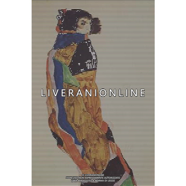 MILANO PALAZZO REALE 25 FEBBRAIO/6 GIUGNO 2010 TUTTE LE OPERE PROVENGONO DAL LEOPOLD MUSEUM DI VIENNA MOSTRA: \'SCHIELE ED IL SUO TEMPO\' NELLA FOTO EGON SCHIELE, MOA, 1911 MATIA, ACQUERELLO E VERNICI OPACHE SU CARTA; 478X315cm FOTO AG ALDO LIVERANI