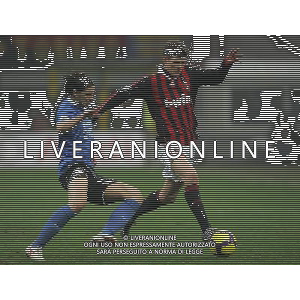 Milano 13-01-2010 Coppa Italia TIM CUP 2009/2010 Ottavi di Finale Milan-Novara 2 : 1 nella foto jan klaas huntelaar e alberto cossentino ph marco luzzani/ag aldo liverani s.a.s.