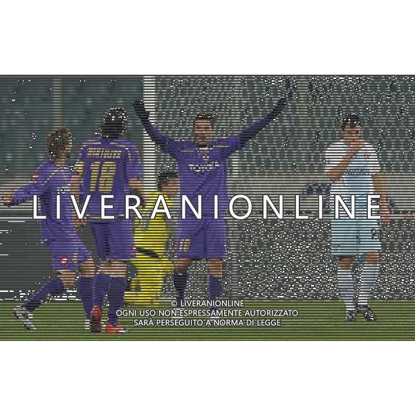 Coppa Italia TIM Cup 2009/2010 Quarti di Finale Firenze - 20.01.2010 Fiorentina-Lazio Nella Foto:L\'ESULTANZA DI ADRIAN MUTU DOPO IL GOL /Ph.Vitez-Ag. Aldo Liverani