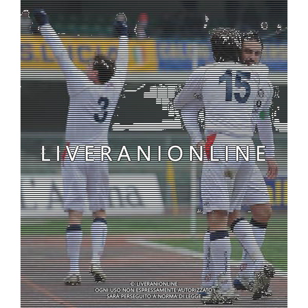 Lega Pro 1¡ Divisione Girone B 2009/2010 21¡Giornata Verona - 24.01.2010 Verona-Cosenza Nella Foto:VIRGA E FIORE ESULTANO /Ph.Vitez-Ag. Aldo Liverani