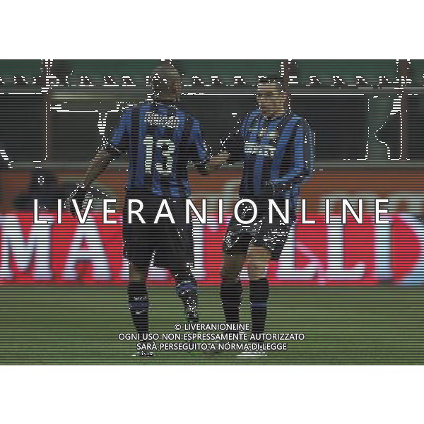 INTER - JUVENTUS COPPA ITALIA TIM CUP 28/01/2010 NELLA FOTO ESULTANZA DOPO IL GOL DEL PAREGGIO DI LUCIO DEL 1-1 CON MAICON ©LUZZANI/AGENZIA ALDO LIVERANI SAS