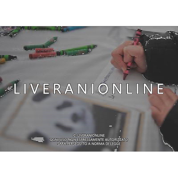 (100130) -- WASHINGTON, Jan. 30, 2010 -- A kid writes wishes for giant panda Tai Shan during a farewell party at the National Zoo in Washington D.C., the United States, Jan. 30, 2010. Hundreds of fans braved heavy snowfall Saturday to express goodbye to Tai Shan. Tai Shan, born at the National Zoo in 2005, will be carried back to China by a U.S. FedEx cargo plane on Feb. 4. Zhang Jun) (gxr) /Agenzia Aldo Liverani Sas - ITALY ONLY - Tornera\' in Cina volando in prima classe Tai Shan, il panda gigante nato nel 2005 nello zoo di Washington