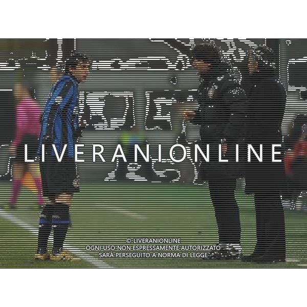 Coppa Italia TIM Cup 2009/2010 Semifinale Andata Milano - 03.02.2010 Inter-Fiorentina Nella Foto: DIEGO MILITO-MOURINHO JOSE\' /Ph.Vitez-Ag. Aldo Liverani
