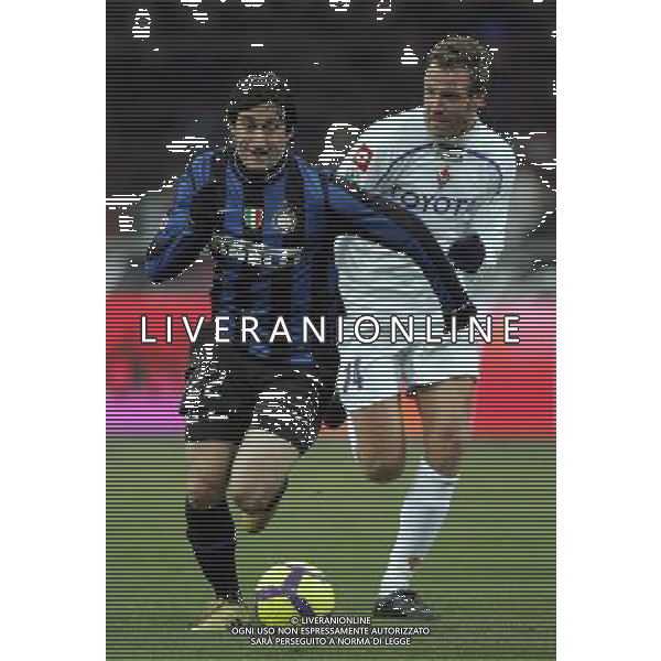 INTER - FIORENTINA COPPA ITALIA TIM CUP SEMIFINALE ANDATA 03/02/2010 NELLA FOTO DIEGO MILITO E CESARE NATALI ©LUZZANI/AGENZIA ALDO LIVERANI SAS