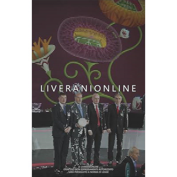 Craig Levein (L), Vicente del Bosque (2L), Michal Bilek (2R) i Aleksandrs Starkovs (R) coach\'s of Group I teams after the UEFA EURO 2012 qualifying Draw Cremony in the Congress Hall of the Palace of Culture and Science in Warsaw, Poland, 7 February 2010. /Agenzia Aldo Liverani Sas - ITALY ONLY - VARSAVIA: SORTEGGI DI QUALIFICAZIONE AGLI EUROPEI DI CALCIO UCRAINA-POLONIA 2012