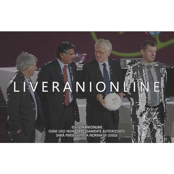 Coach\'s Egil Olsen (L), Carlos Queiroz (2L), Morten Olsen (2R) and Olufar Johannesson (R) of Group H teams after the UEFA EURO 2012 qualifying Draw Cremony in the Congress Hall of the Palace of Culture and Science in Warsaw, Poland, 7 February 2010. /Agenzia Aldo Liverani Sas - ITALY ONLY - VARSAVIA: SORTEGGI DI QUALIFICAZIONE AGLI EUROPEI DI CALCIO UCRAINA-POLONIA 2012