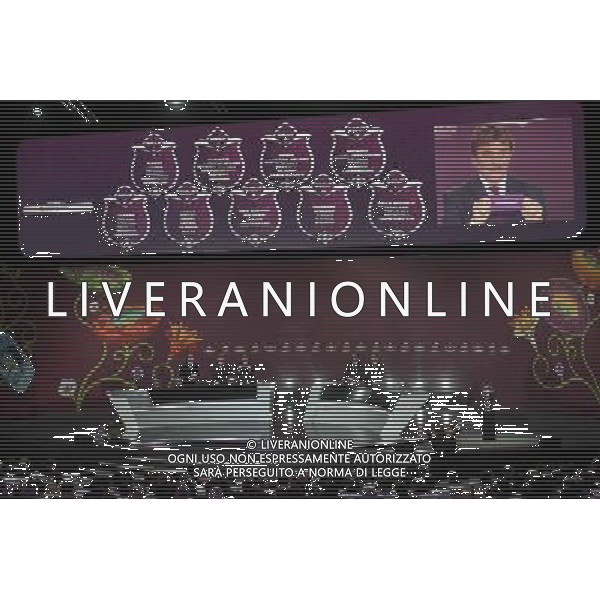 The results of the draw for the UEFA EURO 2012 soccer championschips are diplayed in the Congress Hall of the Palace of Culture and Science in Warsaw, Poland, 7 February 2010. 51 teams taking part in the Euro 2012 qualifications will create nine groups. Six of them will consist of six teams, and three of them – five. Winners and one team from the second place with the best achievements will advance to championships directly. The other eight teams classified on the second position in the group will set up four pairs. The EURO 2012 European soccer championship will kick off June 2012 in Poland and Ukraine. The opening match at the National Stadium in Warsaw will take place on 8 June. Eliminations will begin in September 2010 and will last until autumn 2011. /Agenzia Aldo Liverani Sas - ITALY ONLY - VARSAVIA: SORTEGGI DI QUALIFICAZIONE AGLI EUROPEI DI CALCIO UCRAINA-POLONIA 2012