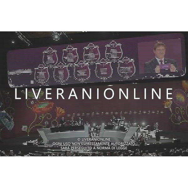 The results of the draw for the UEFA EURO 2012 soccer championschips are diplayed in the Congress Hall of the Palace of Culture and Science in Warsaw, Poland, 7 February 2010. 51 teams taking part in the Euro 2012 qualifications will create nine groups. Six of them will consist of six teams, and three of them – five. Winners and one team from the second place with the best achievements will advance to championships directly. The other eight teams classified on the second position in the group will set up four pairs. The EURO 2012 European soccer championship will kick off June 2012 in Poland and Ukraine. The opening match at the National Stadium in Warsaw will take place on 8 June. Eliminations will begin in September 2010 and will last until autumn 2011. /Agenzia Aldo Liverani Sas - ITALY ONLY - VARSAVIA: SORTEGGI DI QUALIFICAZIONE AGLI EUROPEI DI CALCIO UCRAINA-POLONIA 2012