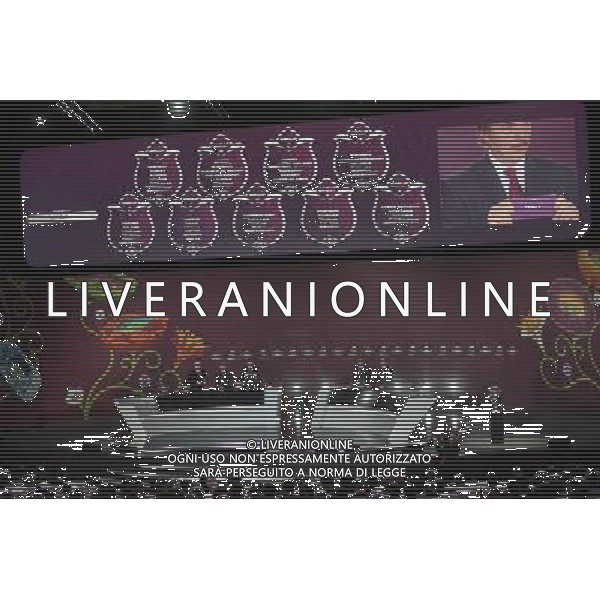 The results of the draw for the UEFA EURO 2012 soccer championschips are diplayed in the Congress Hall of the Palace of Culture and Science in Warsaw, Poland, 7 February 2010. 51 teams taking part in the Euro 2012 qualifications will create nine groups. Six of them will consist of six teams, and three of them – five. Winners and one team from the second place with the best achievements will advance to championships directly. The other eight teams classified on the second position in the group will set up four pairs. The EURO 2012 European soccer championship will kick off June 2012 in Poland and Ukraine. The opening match at the National Stadium in Warsaw will take place on 8 June. Eliminations will begin in September 2010 and will last until autumn 2011. /Agenzia Aldo Liverani Sas - ITALY ONLY - VARSAVIA: SORTEGGI DI QUALIFICAZIONE AGLI EUROPEI DI CALCIO UCRAINA-POLONIA 2012