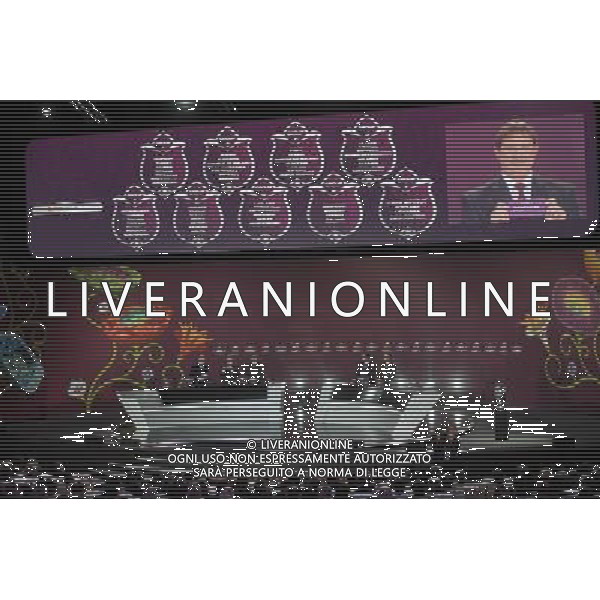 The results of the draw for the UEFA EURO 2012 soccer championschips are diplayed in the Congress Hall of the Palace of Culture and Science in Warsaw, Poland, 7 February 2010. 51 teams taking part in the Euro 2012 qualifications will create nine groups. Six of them will consist of six teams, and three of them – five. Winners and one team from the second place with the best achievements will advance to championships directly. The other eight teams classified on the second position in the group will set up four pairs. The EURO 2012 European soccer championship will kick off June 2012 in Poland and Ukraine. The opening match at the National Stadium in Warsaw will take place on 8 June. Eliminations will begin in September 2010 and will last until autumn 2011. /Agenzia Aldo Liverani Sas - ITALY ONLY - VARSAVIA: SORTEGGI DI QUALIFICAZIONE AGLI EUROPEI DI CALCIO UCRAINA-POLONIA 2012