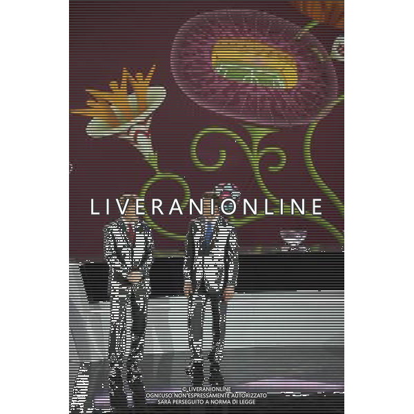 Former Polish soccer player Zbigniew Boniek (L) and Ukrainian frormer football star Andriy Shevchenko (R) the UEFA EURO 2012 qualifying Draw Cremony in the Congress Hall of the Palace of Culture and Science in Warsaw, Poland, 7 February 2010. 51 teams taking part in the Euro 2012 qualifications will create nine groups. Six of them will consist of six teams, and three of them – five. Winners and one team from the second place with the best achievements will advance to championships directly. The other eight teams classified on the second position in the group will set up four pairs. The EURO 2012 European soccer championship will kick off June 2012 in Poland and Ukraine. The opening match at the National Stadium in Warsaw will take place on 8 June. Eliminations will begin in September 2010 and will last until autumn 2011. /Agenzia Aldo Liverani Sas - ITALY ONLY - VARSAVIA: SORTEGGI DI QUALIFICAZIONE AGLI EUROPEI DI CALCIO UCRAINA-POLONIA 2012