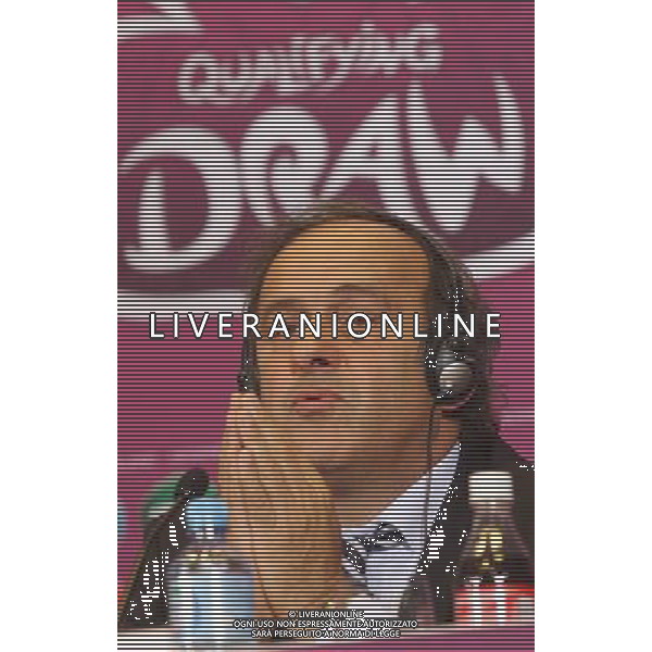UEFA President Michel Platini gestures during a press conference in Warsaw, Poland, 6 February 2010 on the eve of the EURO 2012 qualifying draw. 51 teams taking part in the Euro 2012 qualifications will create nine groups. Six of them will consist of six teams, and three of them Ð five. Winners and one team from the second place with the best achievements will advance to championships directly. The other eight teams classified on the second position in the group will set up four pairs. The EURO 2012 European soccer championship will kick off June 2012 in Poland and Ukraine. The opening match at the National Stadium in Warsaw will take place on 8 June. Eliminations will begin in September 2010 and will last until autumn 2011. /Agenzia Aldo Liverani Sas - ITALY ONLY - VARSAVIA: SORTEGGI DI QUALIFICAZIONE AGLI EUROPEI DI CALCIO UCRAINA-POLONIA 2012