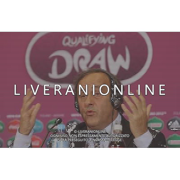 UEFA President Michel Platini gestures during a press conference in Warsaw, Poland, 6 February 2010 on the eve of the EURO 2012 qualifying draw. 51 teams taking part in the Euro 2012 qualifications will create nine groups. Six of them will consist of six teams, and three of them Ð five. Winners and one team from the second place with the best achievements will advance to championships directly. The other eight teams classified on the second position in the group will set up four pairs. The EURO 2012 European soccer championship will kick off June 2012 in Poland and Ukraine. The opening match at the National Stadium in Warsaw will take place on 8 June. Eliminations will begin in September 2010 and will last until autumn 2011. /Agenzia Aldo Liverani Sas - ITALY ONLY - VARSAVIA: SORTEGGI DI QUALIFICAZIONE AGLI EUROPEI DI CALCIO UCRAINA-POLONIA 2012