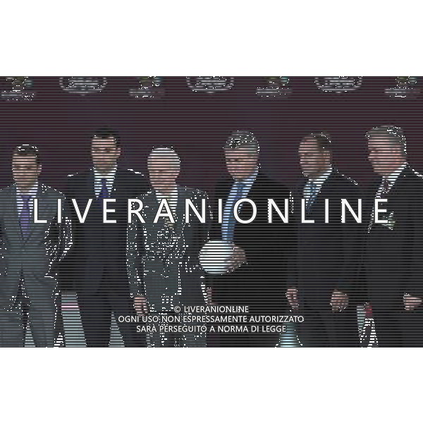 (L-R) Coach’s Vardan Minasyan of Armenia, Koldo Alvarez of Andorra, Giovanni Trapattoni of Irleand, Guus Hiddink of Russia, Vladimir Weiss of Slovakia and Mirsad Jonuz of Macedonia of Group B teams after the UEFA EURO 2012 qualifying Draw Cremony in the Congress Hall of the Palace of Culture and Science in Warsaw, Poland, 7 February 2010. /Agenzia Aldo Liverani Sas - ITALY ONLY - VARSAVIA: SORTEGGI DI QUALIFICAZIONE AGLI EUROPEI DI CALCIO UCRAINA-POLONIA 2012