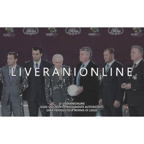 (L-R) Coach’s Vardan Minasyan of Armenia, Koldo Alvarez of Andorra, Giovanni Trapattoni of Irleand, Guus Hiddink of Russia, Vladimir Weiss of Slovakia and Mirsad Jonuz of Macedonia of Group B teams after the UEFA EURO 2012 qualifying Draw Cremony in the Congress Hall of the Palace of Culture and Science in Warsaw, Poland, 7 February 2010. /Agenzia Aldo Liverani Sas - ITALY ONLY - VARSAVIA: SORTEGGI DI QUALIFICAZIONE AGLI EUROPEI DI CALCIO UCRAINA-POLONIA 2012