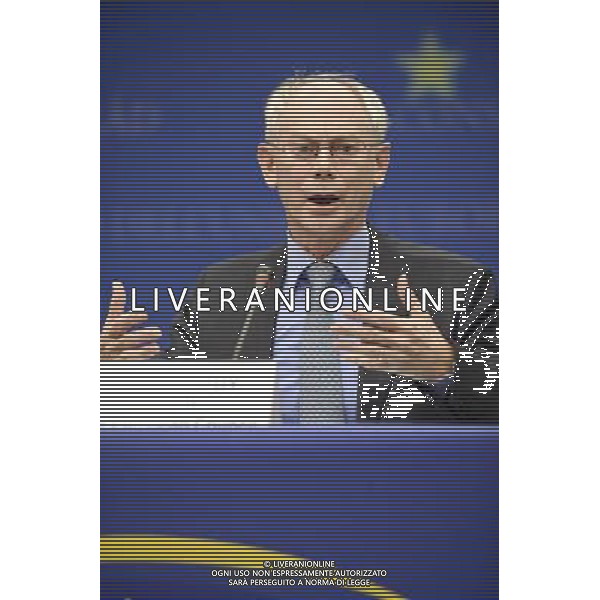 European Council President Herman Van Rompuy during a media conference after an EU summit in Brussels, Belgium on 2010-02-11 © by Wiktor Dabkowski /Agenzia Aldo Liverani Sas - ITALY ONLY - BRUXELLES: Summit della commissione europea sulla crisi economica e finanziaria dell\'europa