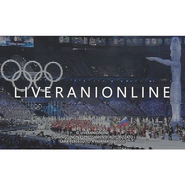(100212) -- VANCOUVER, Feb. 12, 2010 -- Members of the Russian delegation parade into the stadium during the opening ceremony for the 2010 Winter Olympic Games inside the BC Place stadium in Vancouver, Canada, on Feb. 12, 2010. Qi Heng) (hy) /Agenzia Aldo Liverani Sas - ITALY ONLY - CERIMONIA D\'APERTURA DEI XXI GIOCHI OLIMPICI INVERNALI OLIMPIADI DI VANCOUVER 2010 - CANADA