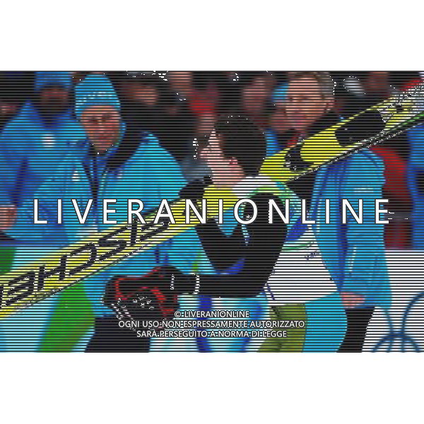 (100213) -- WHISTLER, Feb. 13, 2010 -- Switzerland\'s Simon Ammann reacts after winning men\'s NH individual final of ski jumping at the 2010 Winter Olympic Games in Whistler, Canada, Feb. 13, 2010. Simon Ammann claimed the very first gold medal of Vancouver winter games with 276.5 points. Xu Jiajun) /Agenzia Aldo Liverani Sas - ITALY ONLY - 21mi GIOCHI OLIMPICI INVERNALI OLIMPIADI DI VANCOUVER 2010 (CANADA)